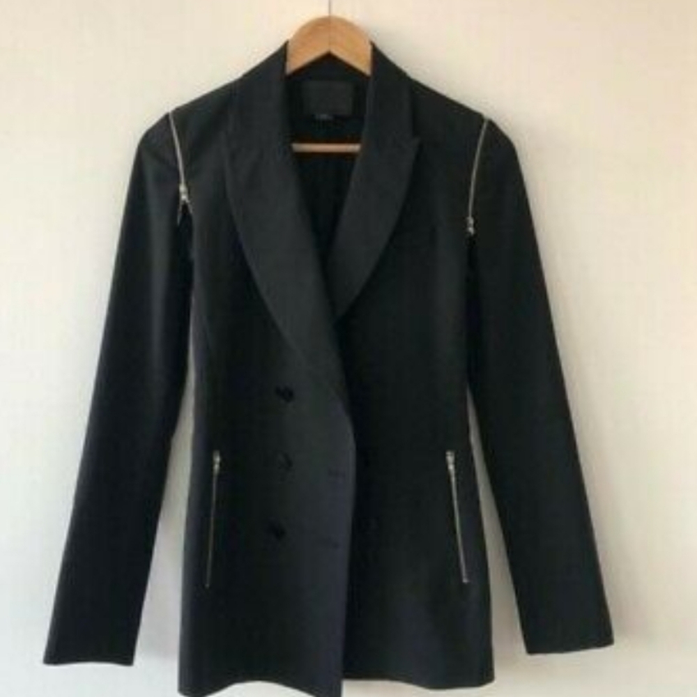 Alexander wang black double breast removable sleeves blazer size 2